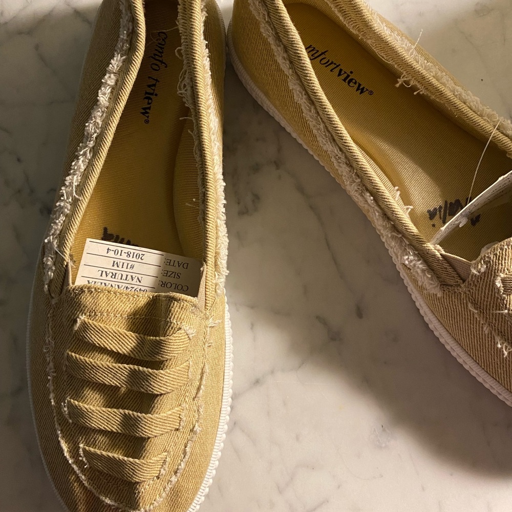 Casual Beige Canvas Slip-On Shoes